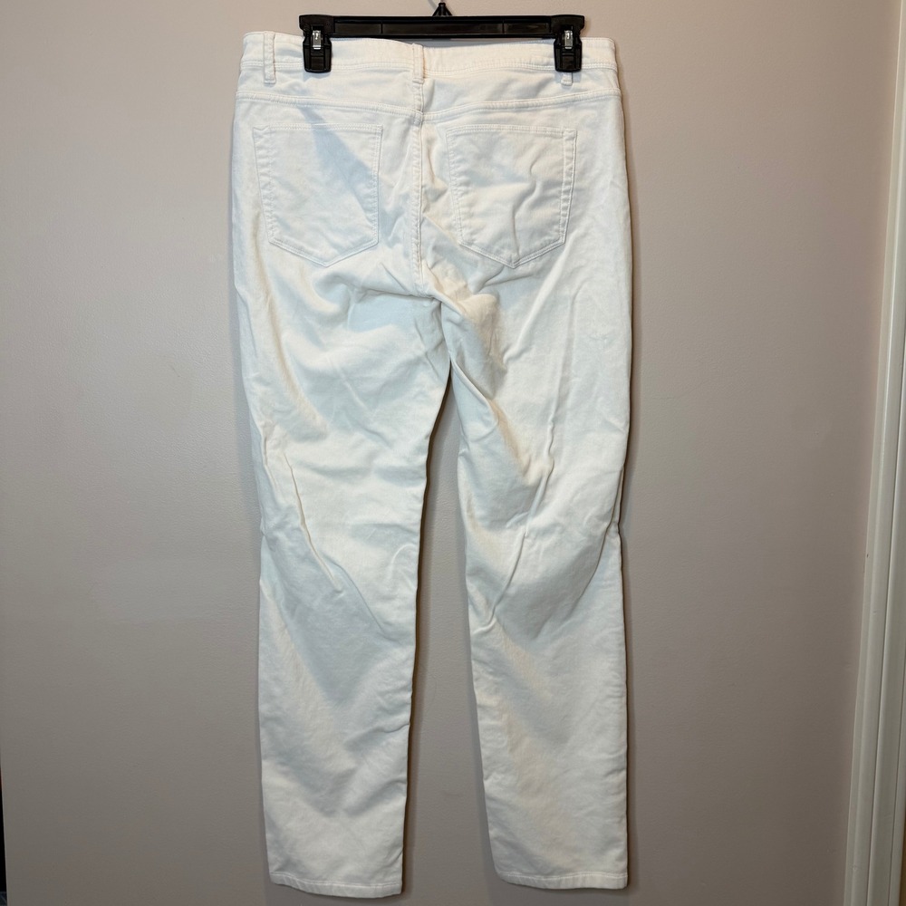 J. Jill Womens Cream Velour Straight Leg Pants Womens Sz 8 Stretch Cotton Blend - Picture 3 of 9